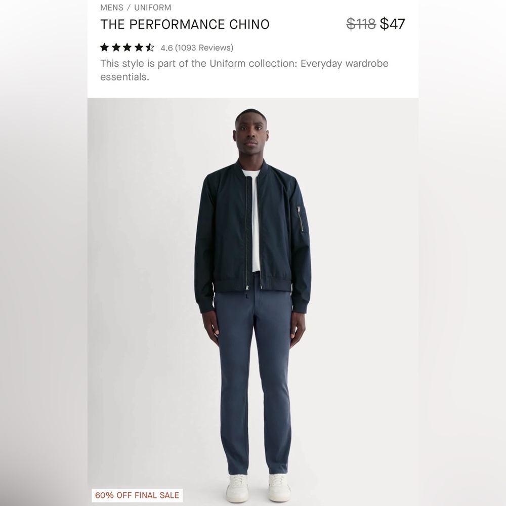 Everlane Men's Dark Blue Chinos